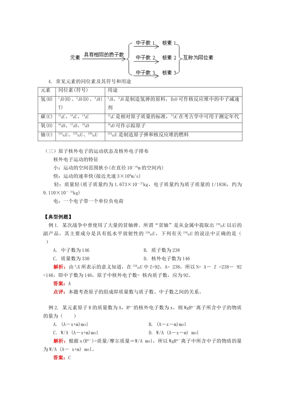 高考化学第一轮复习 专题 原子结构学案 鲁科版-鲁科版高三全册化学学案_第2页
