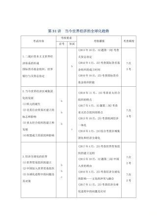 高考历史总复习 专题十三 二战后世界政治、经济格局的演变 第31讲 当今世界经济的全球化趋势学案-人教版高三全册历史学案