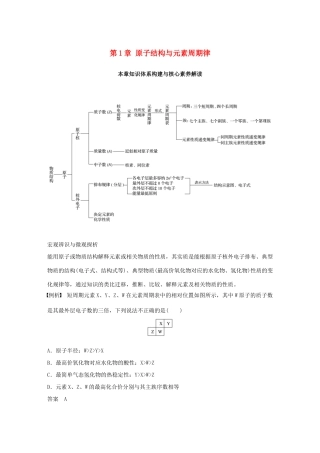 高中化学 第1章 原子结构与元素周期律本章知识体系构建与核心素养解读学案 鲁科版必修2-鲁科版高一必修2化学学案