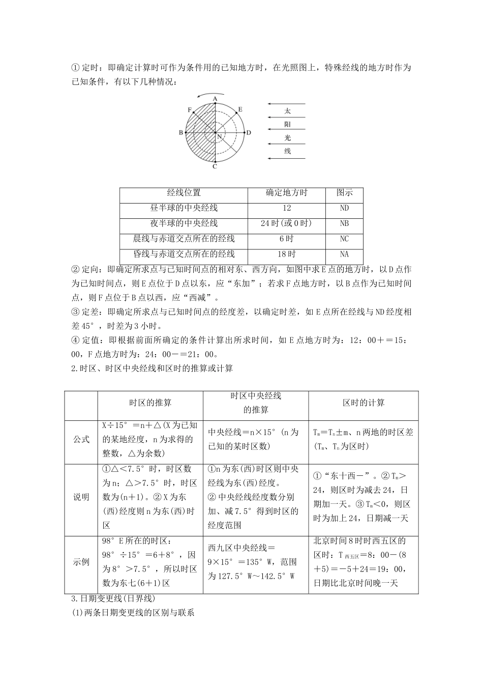 高中地理 第一章 行星地球 第三节 地球的运动 第2课时 时差和偏转规律学案 新人教版必修3-新人教版高一必修3地理学案_第3页