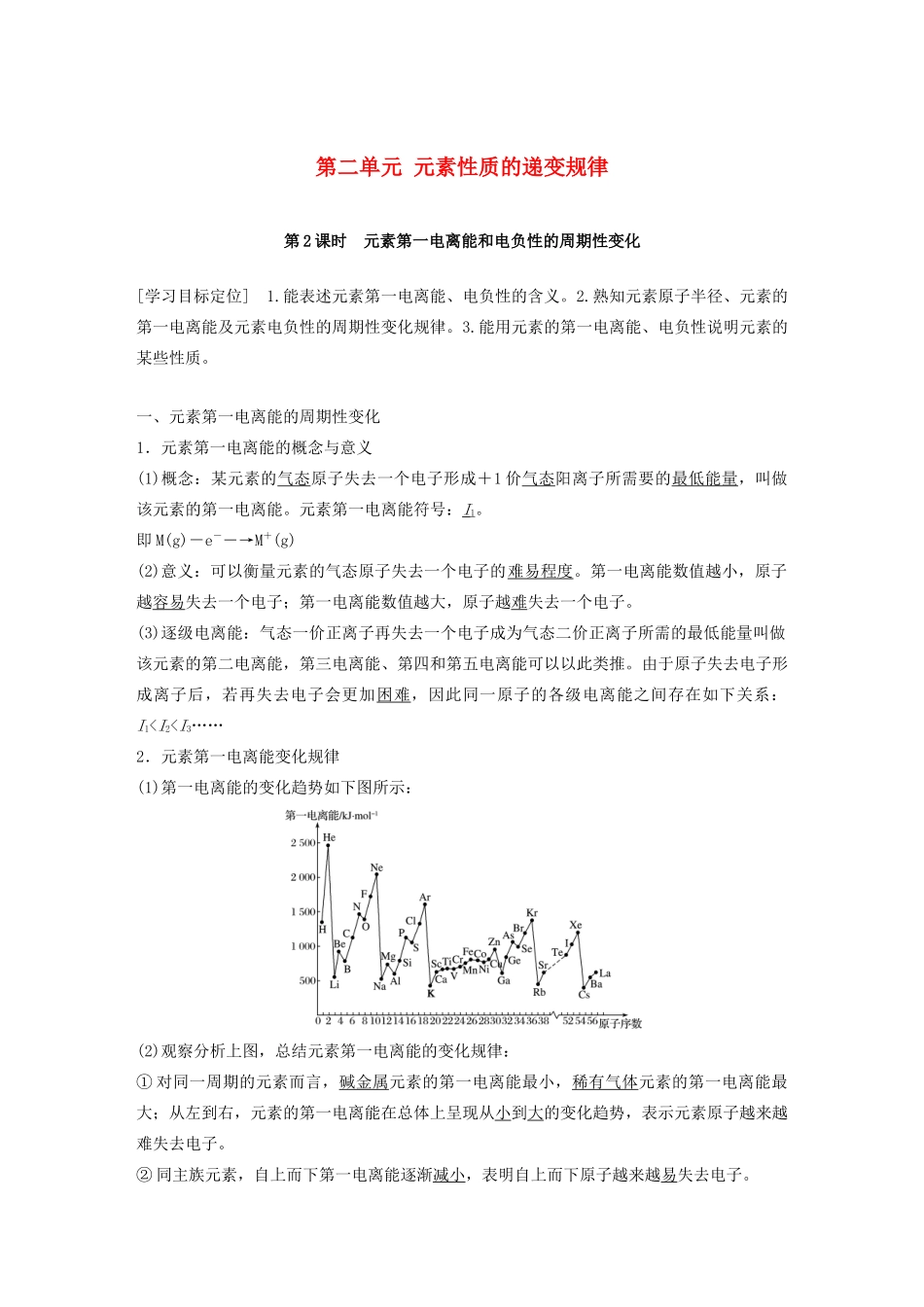 高中化学 专题2 原子结构与元素的性质 第二单元 元素性质的递变规律 第2课时学案 苏教版选修3-苏教版高二选修3化学学案_第1页