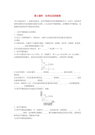高中化学 第2章 化学键 化学反应与能量 2.2.2 化学反应的限度学案 鲁科版必修2-鲁科版高一必修2化学学案