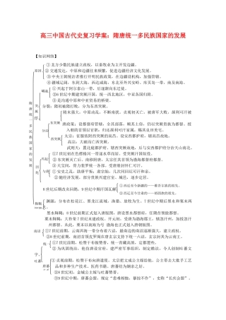 高三历史中国古代史复习学案：4.6   隋唐统一多民族国家的发展旧人教版