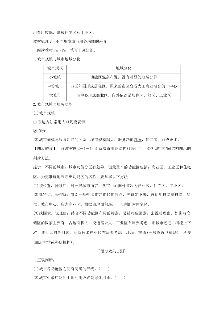 高中地理 第二章 城市的空间结构与城市化 第一节 城市的空间结构学案 中图版必修2-中图版高一必修2地理学案_第3页