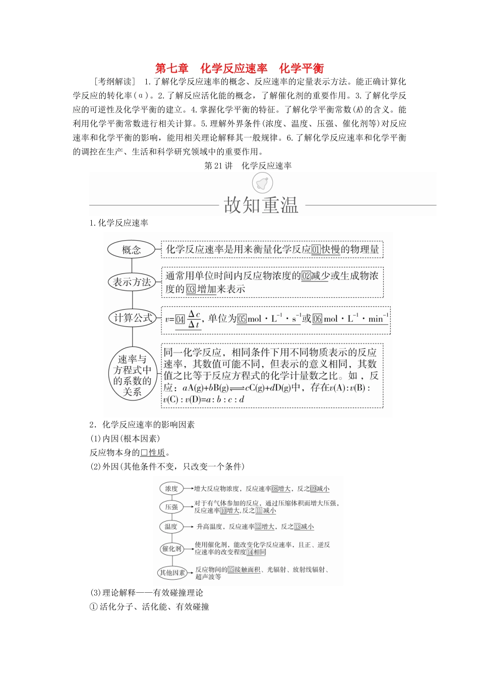 高考化学一轮总复习 第七章 第21讲 化学反应速率学案（含解析）-人教版高三全册化学学案_第1页