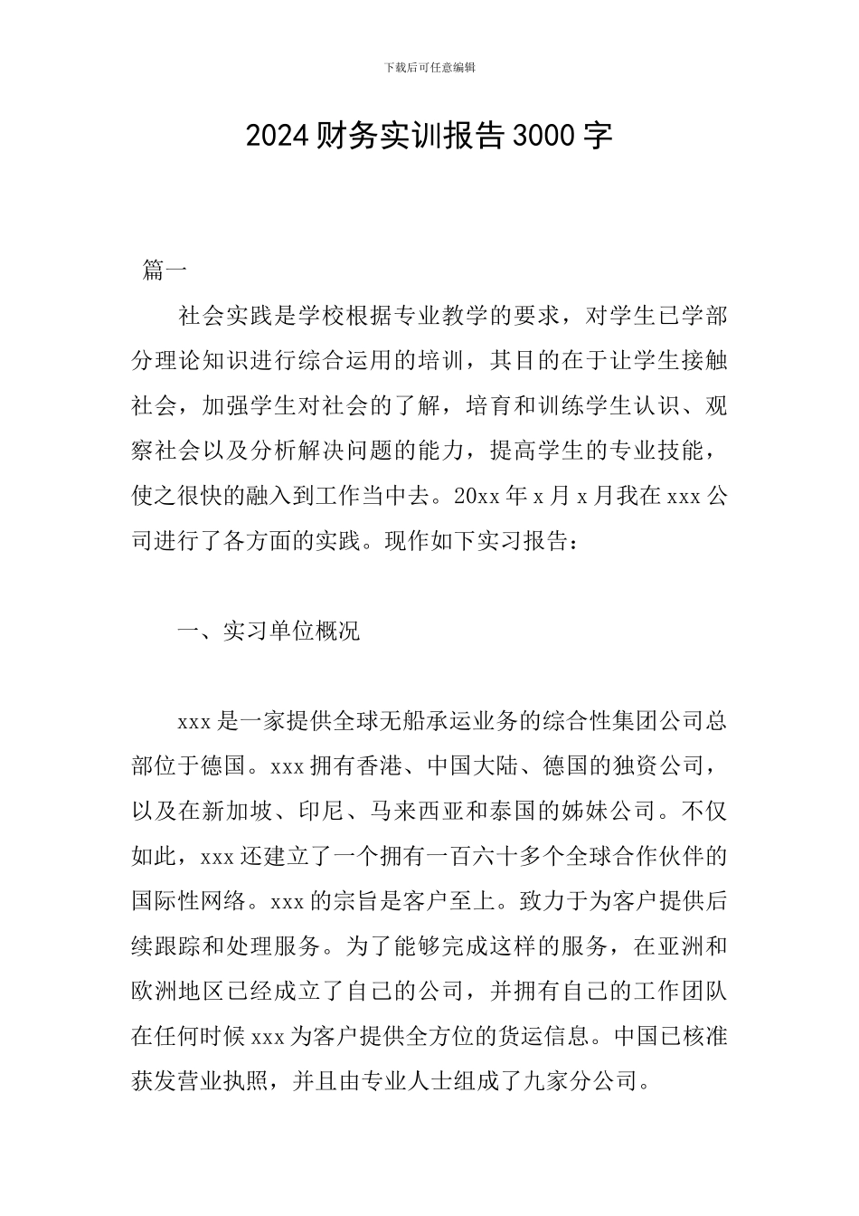 2024财务实训报告3000字_第1页