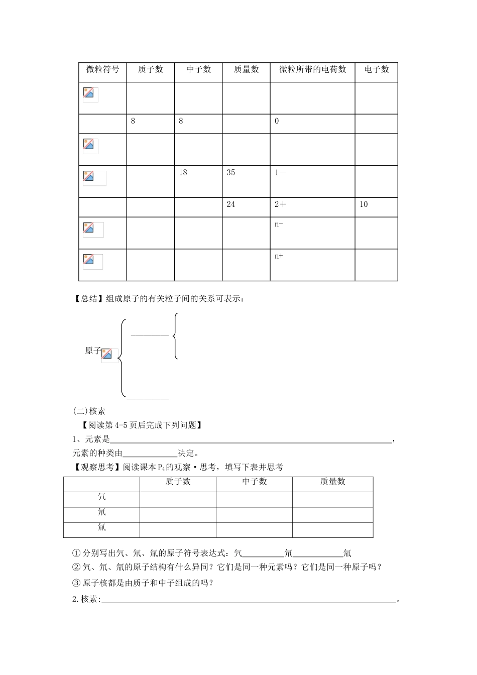 高中化学 第一章 第1节 原子结构第1课时学案 鲁科版必修2-鲁科版高一必修2化学学案_第2页