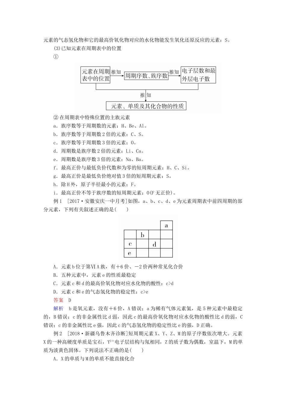 高考化学三轮冲刺 最后30天之考前争分系列 热点突破三 利用元素的“位-构-性”推断元素学案-人教版高三全册化学学案_第2页