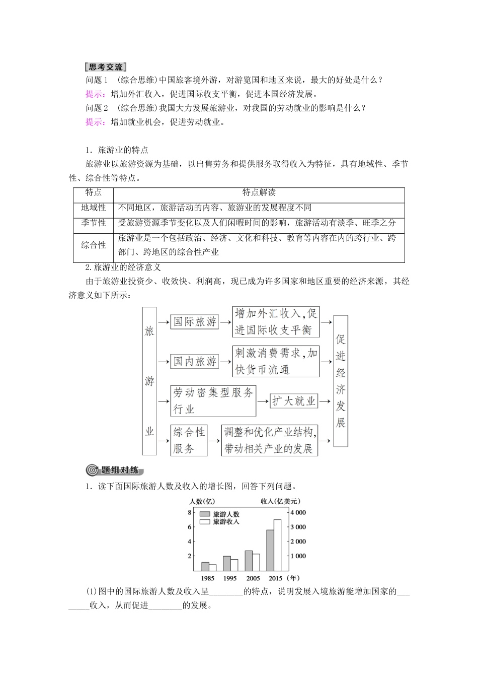 高中地理 第3单元 产业活动与地理环境 第3节 旅游业与地理环境（选学）学案 鲁教版必修2-鲁教版高一必修2地理学案_第3页