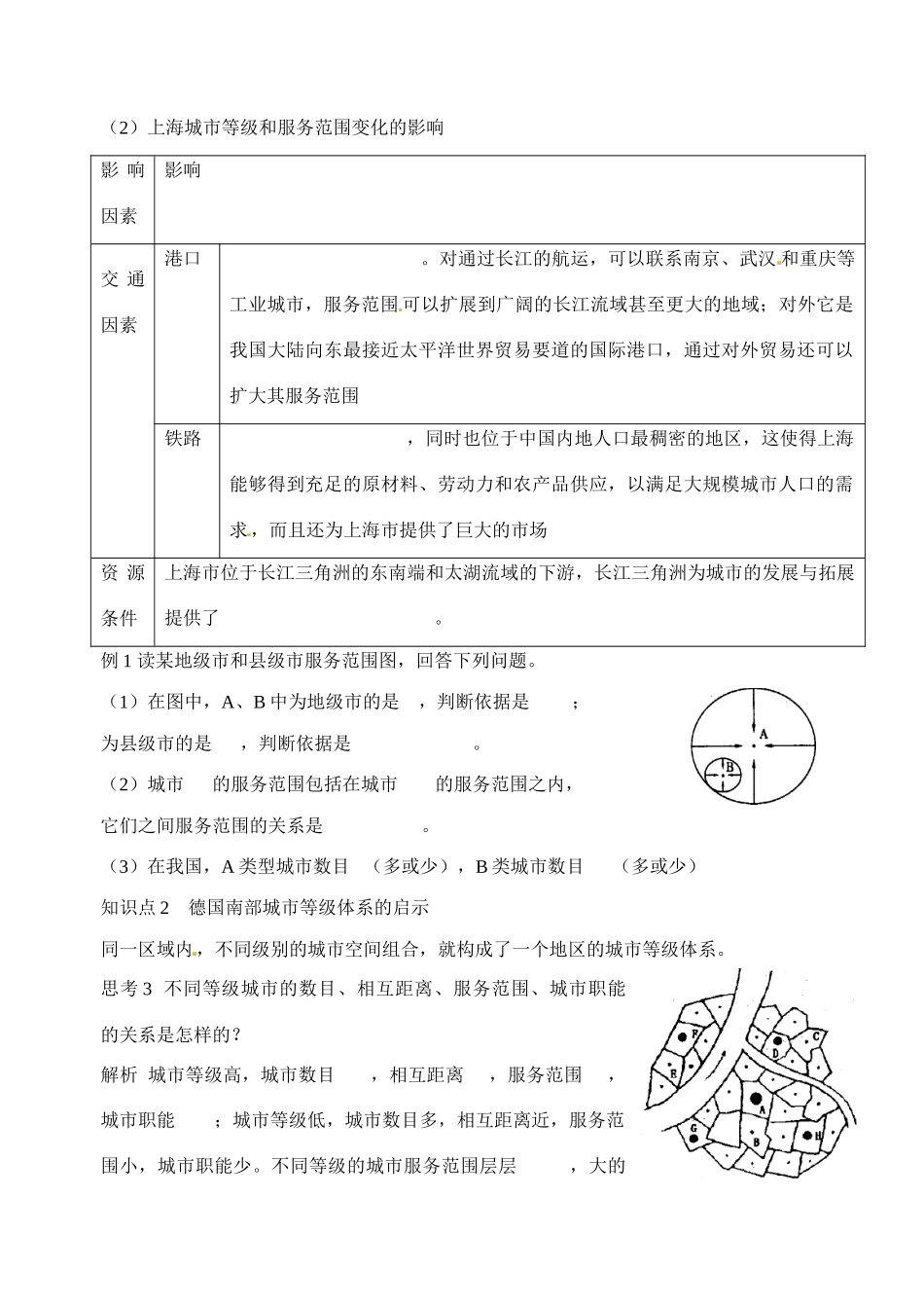 高中地理 2.2不同等级城市的服务功能导学案-人教版高一全册地理学案_第2页