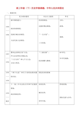 高考历史 中华人民共和国史学案-人教版高三全册历史学案