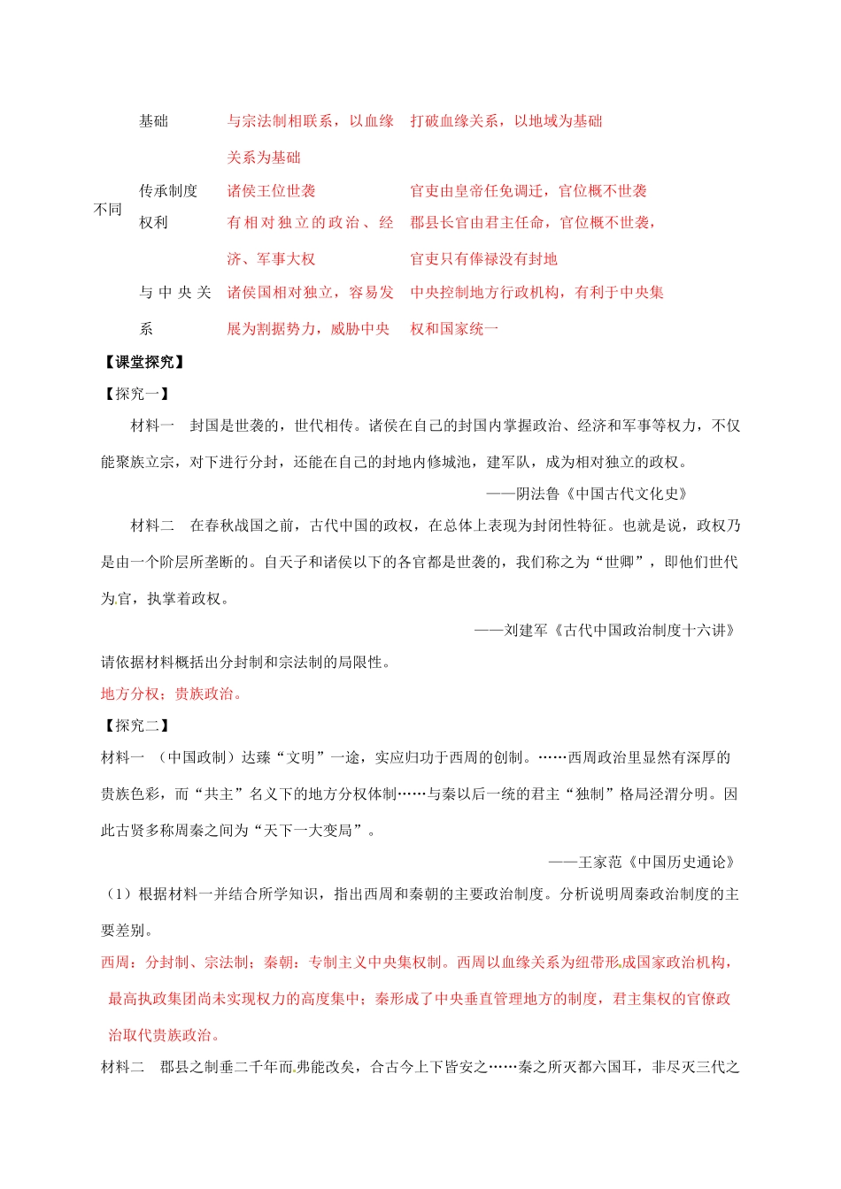 高考历史一轮复习 第一模块 政治史  第一单元 古代中国的政治制度学案-人教版高三全册历史学案_第2页