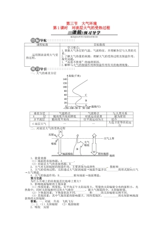 高中地理 第二章 第3节 大气环境 第1课时导学案 湘教版必修1-湘教版高一必修1地理学案