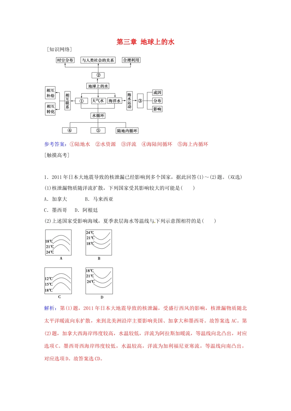 高中地理 第三章 地球上的水章末总结提升 新人教版必修1-新人教版高一必修1地理学案_第1页