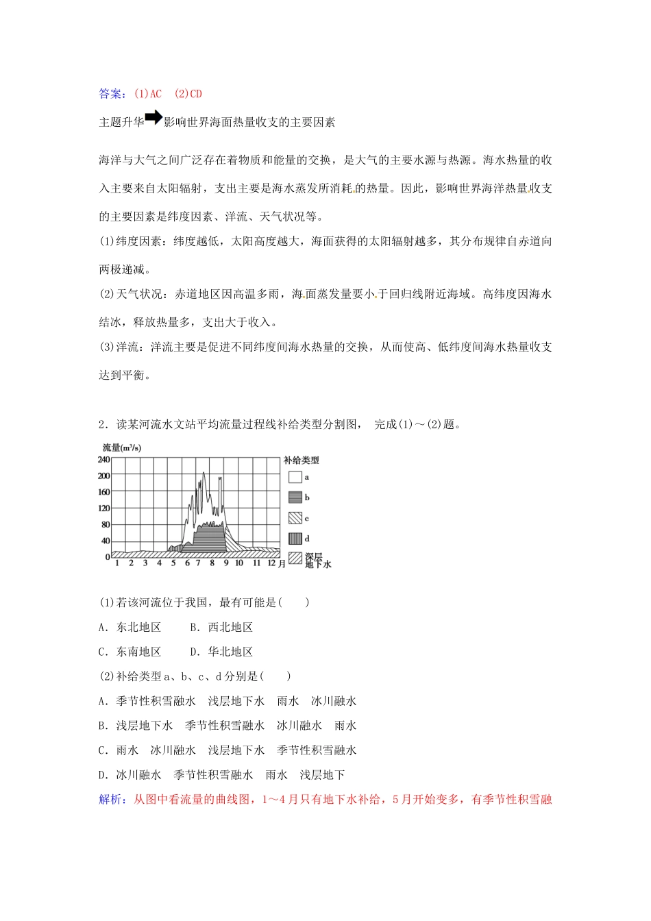 高中地理 第三章 地球上的水章末总结提升 新人教版必修1-新人教版高一必修1地理学案_第2页