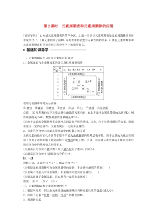 高中化学 1.2.2 元素周期表和元素周期律的应用教师用书 新人教版必修2-新人教版高一必修2化学学案