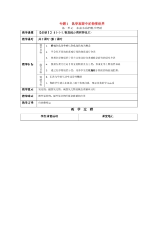 高一化学：1.1.1《物质的分类和转化》学案1）苏教版