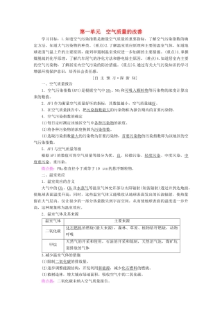 高中化学 专题1 洁净安全的生存环境 第1单元 空气质量的改善学案 苏教版选修1-苏教版高二选修1化学学案