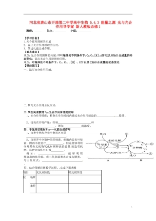 河北省唐山市开滦第二中学高中生物 5.4.3 能量之源 光与光合作用导学案 新人教版必修1