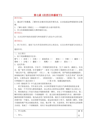 宁夏银川四中九年级语文上册 第七课《在烈日和暴雨下》教案 苏教版