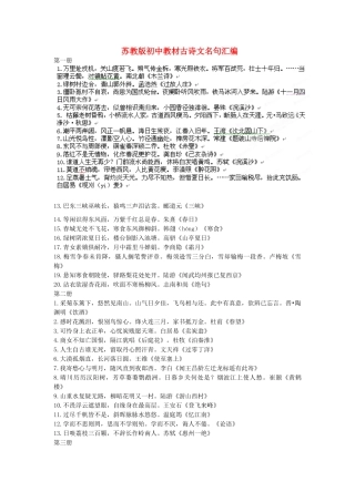 江苏省大丰市万盈二中中考语文专题 苏教版初中教材古诗文名句汇编教案 苏教版