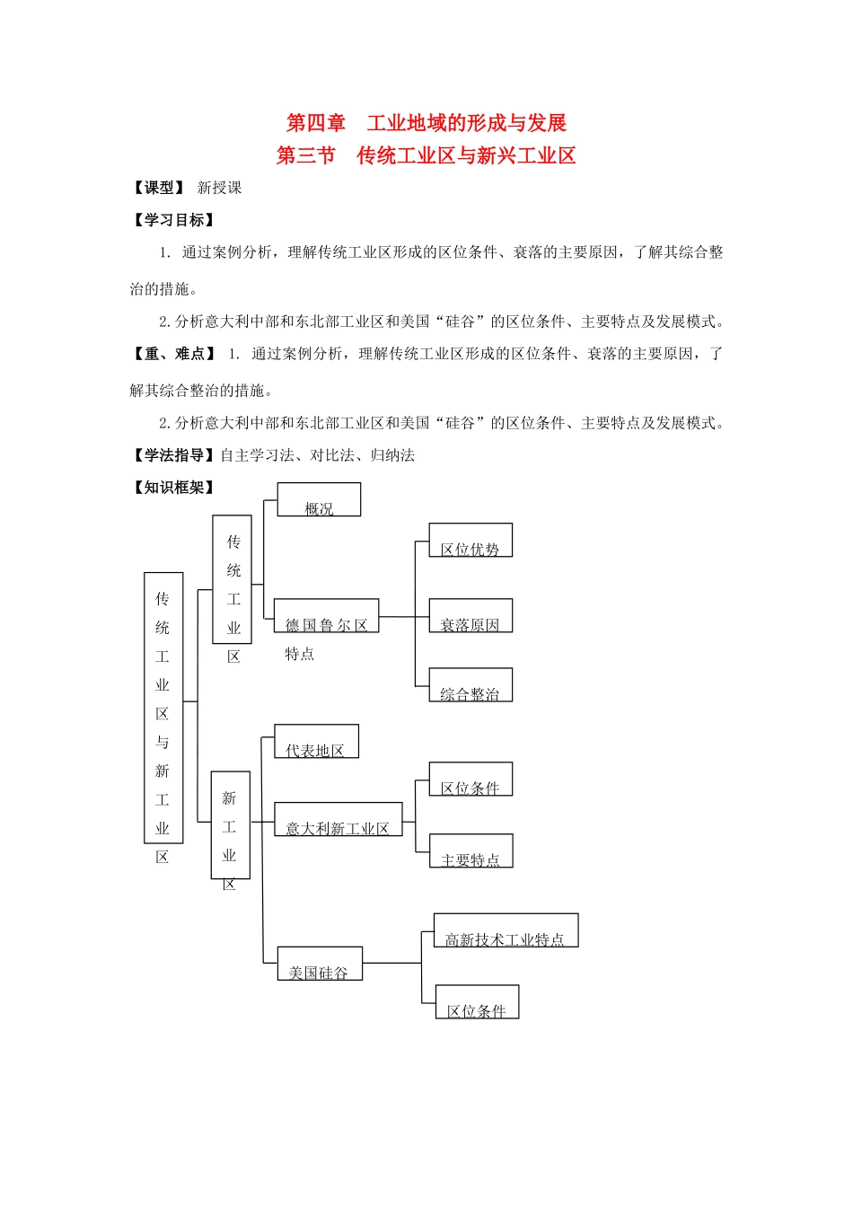 高中地理 第四章 工业地域的形成与发展 4.3 传统工业区与新兴工业区学案 新人教版必修2-新人教版高一必修2地理学案_第1页