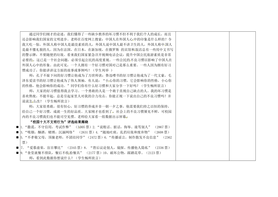 吉林省长春市第一零四中学九年级语文上册 教养与习惯作文教案 长春版_第2页