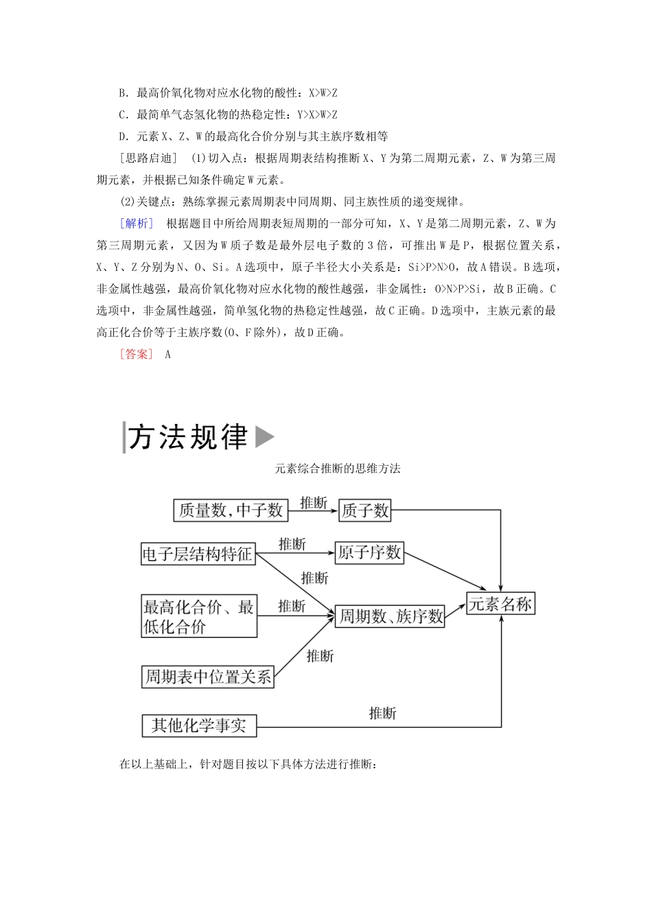高中化学 第四章 物质结构 元素周期律章末整合提升学案 新人教版必修第一册-新人教版高一第一册化学学案_第3页