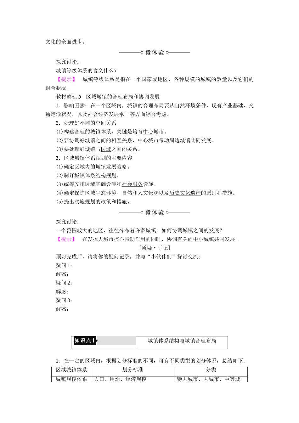 高中地理 第2单元 城乡的空间形态与分布 第3节 区域城镇体系学案 鲁教版选修4-鲁教版高一选修4地理学案_第2页