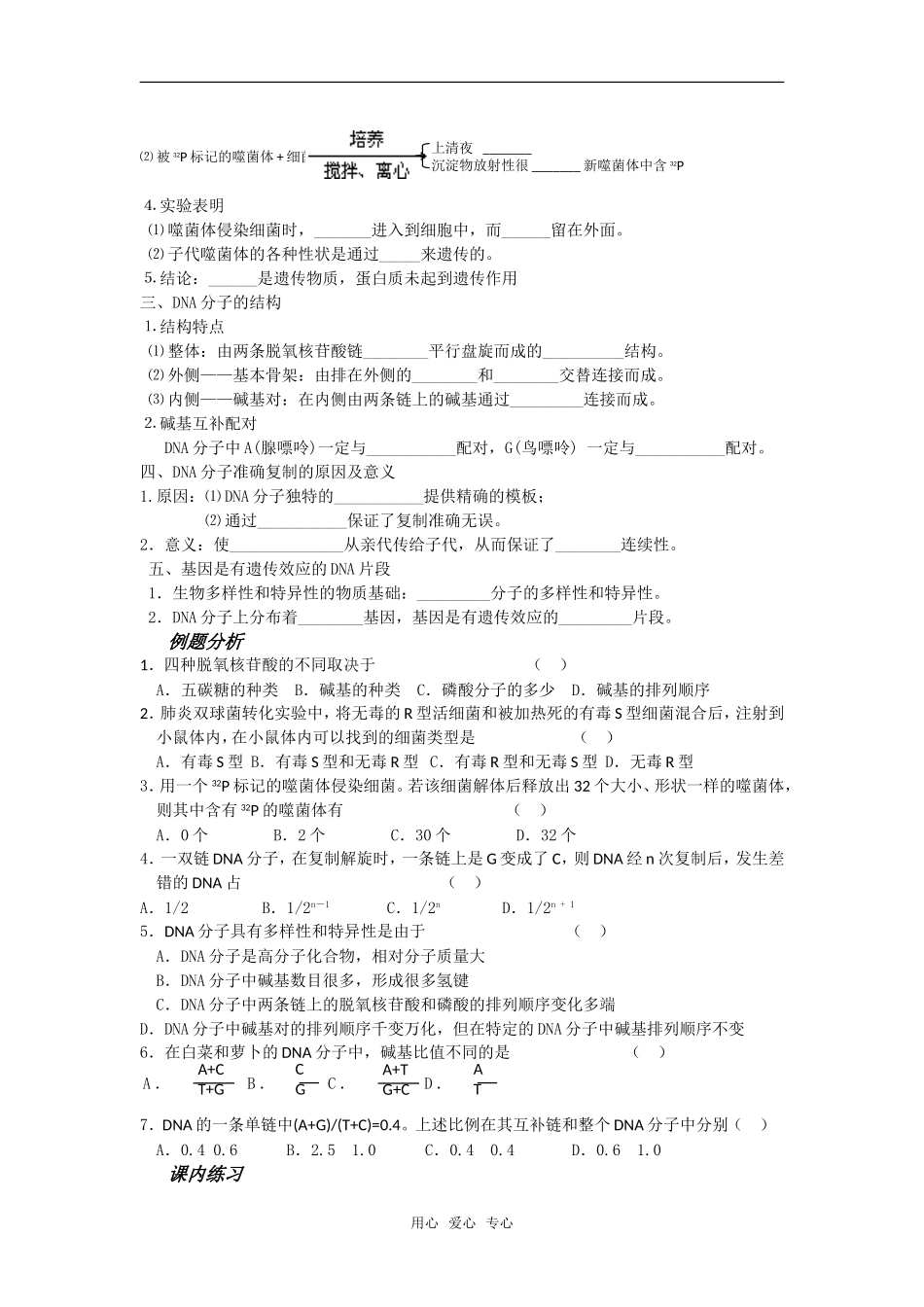 江苏阜宁县明达中学高一生物期末复习教学案（基因的本质）_第2页