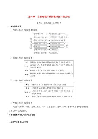 高中地理 第05章 自然地理环境的整体性与差异性章末复习学案 新人教版必修1-新人教版高一必修1地理学案