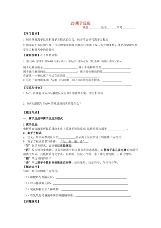 高中化学《23离子反应》学案 苏教版必修1