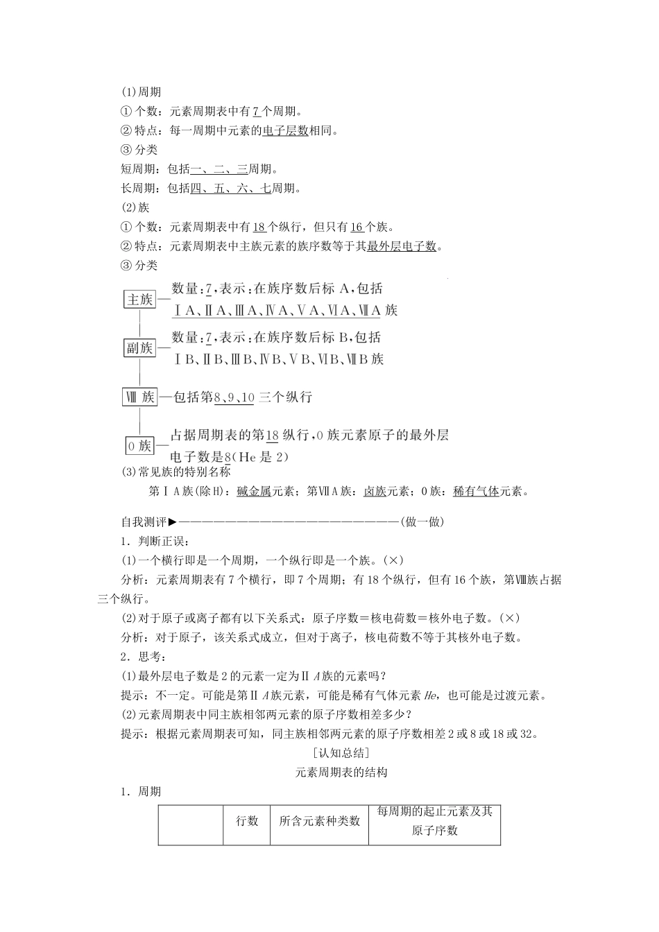 高中化学 第一章 物质结构 元素周期律 第一节 元素周期表（第1课时）元素周期表学案 新人教版必修2-新人教版高一必修2化学学案_第2页
