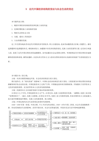 高考历史二轮复习 专题9 近代中国经济结构的变动与社会生活的变迁学案-人教版高三全册历史学案