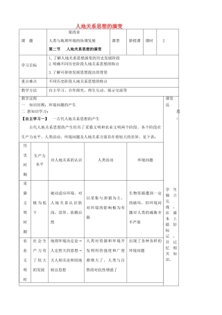 高中地理 4.2 人地关系思想的演变导学案 湘教版必修2-湘教版高一必修2地理学案