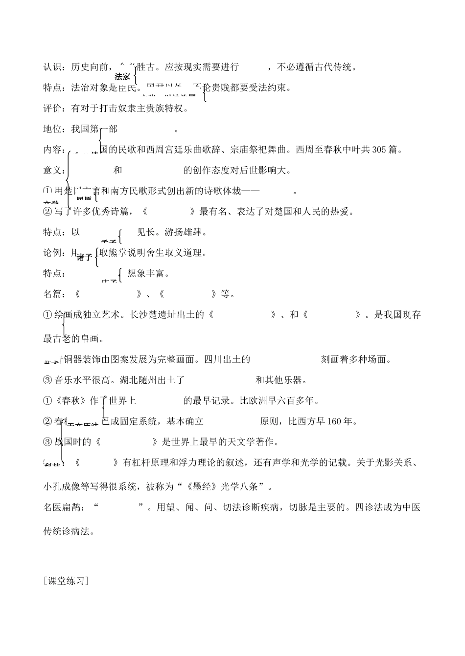 高三历史中国古代史复习学案1.7  春秋战国时期的文化_第2页