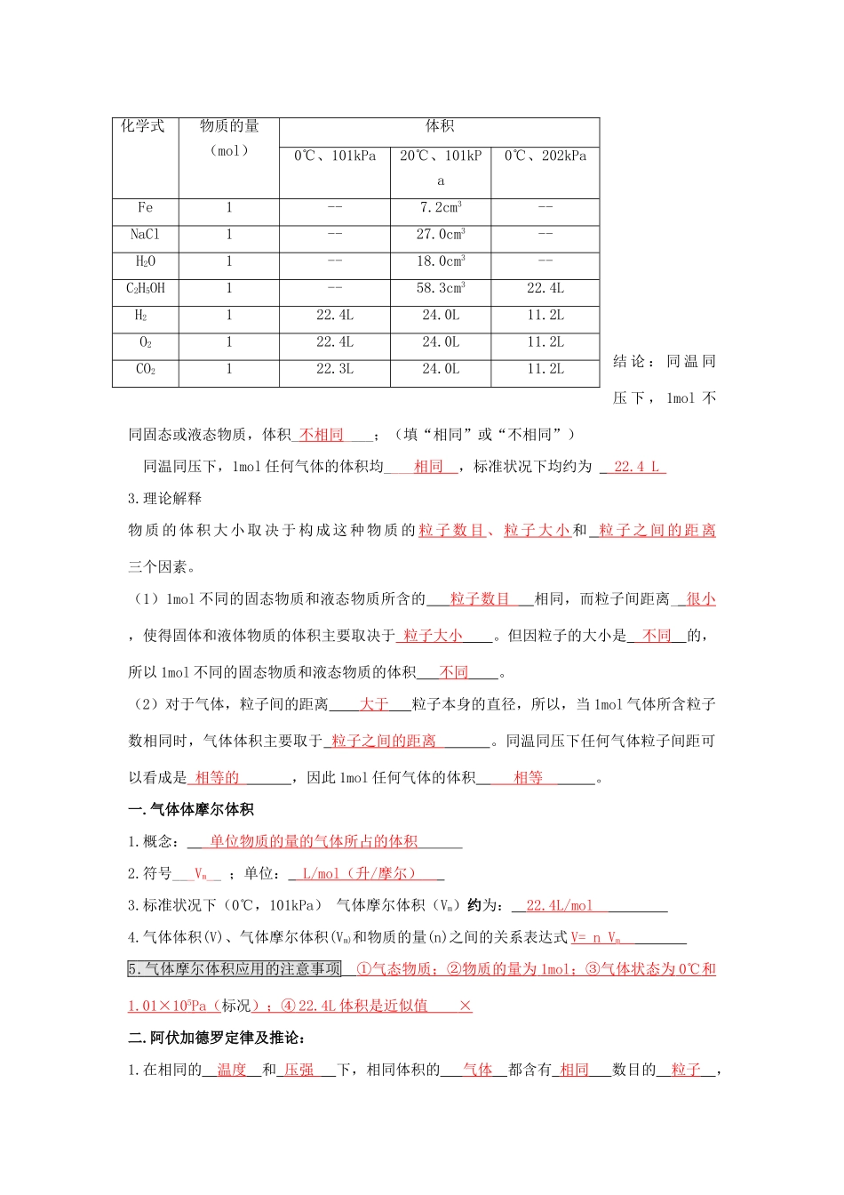 高中化学 第1章 从实验学化学 第2节 化学计量在实验中的应用（2）导学案 新人教版必修1-新人教版高一必修1化学学案_第2页