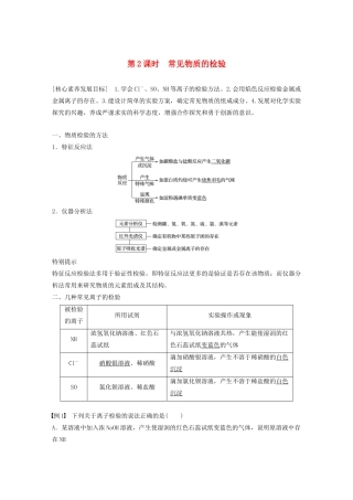 高中化学 专题1 化学家眼中的物质世界 第二单元 第2课时 常见物质的检验学案 苏教版必修1-苏教版高中必修1化学学案