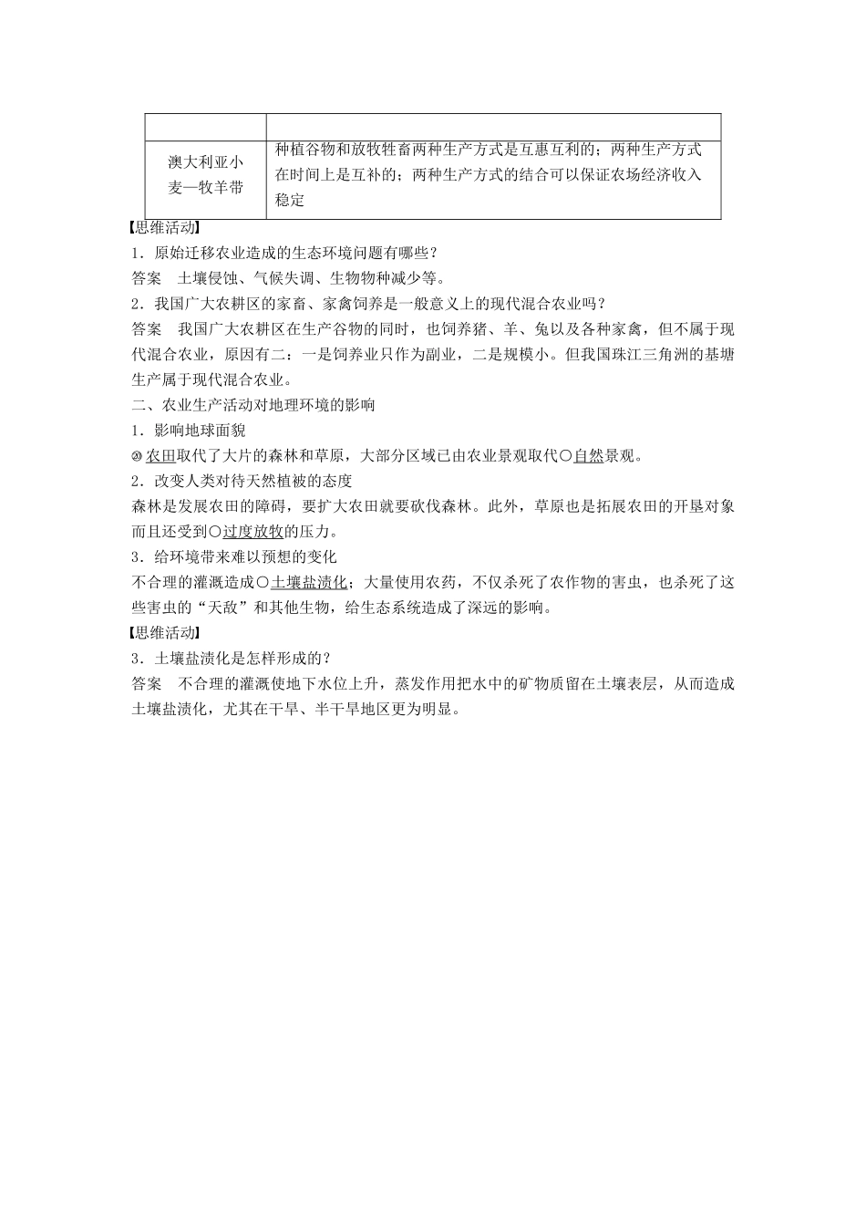 高中地理 第三章 第一节 农业区位因素与地域类型（课时2）学案 中图版必修2-中图版高一必修2地理学案_第2页