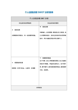 个人自我诊断SWOT分析表-(8)