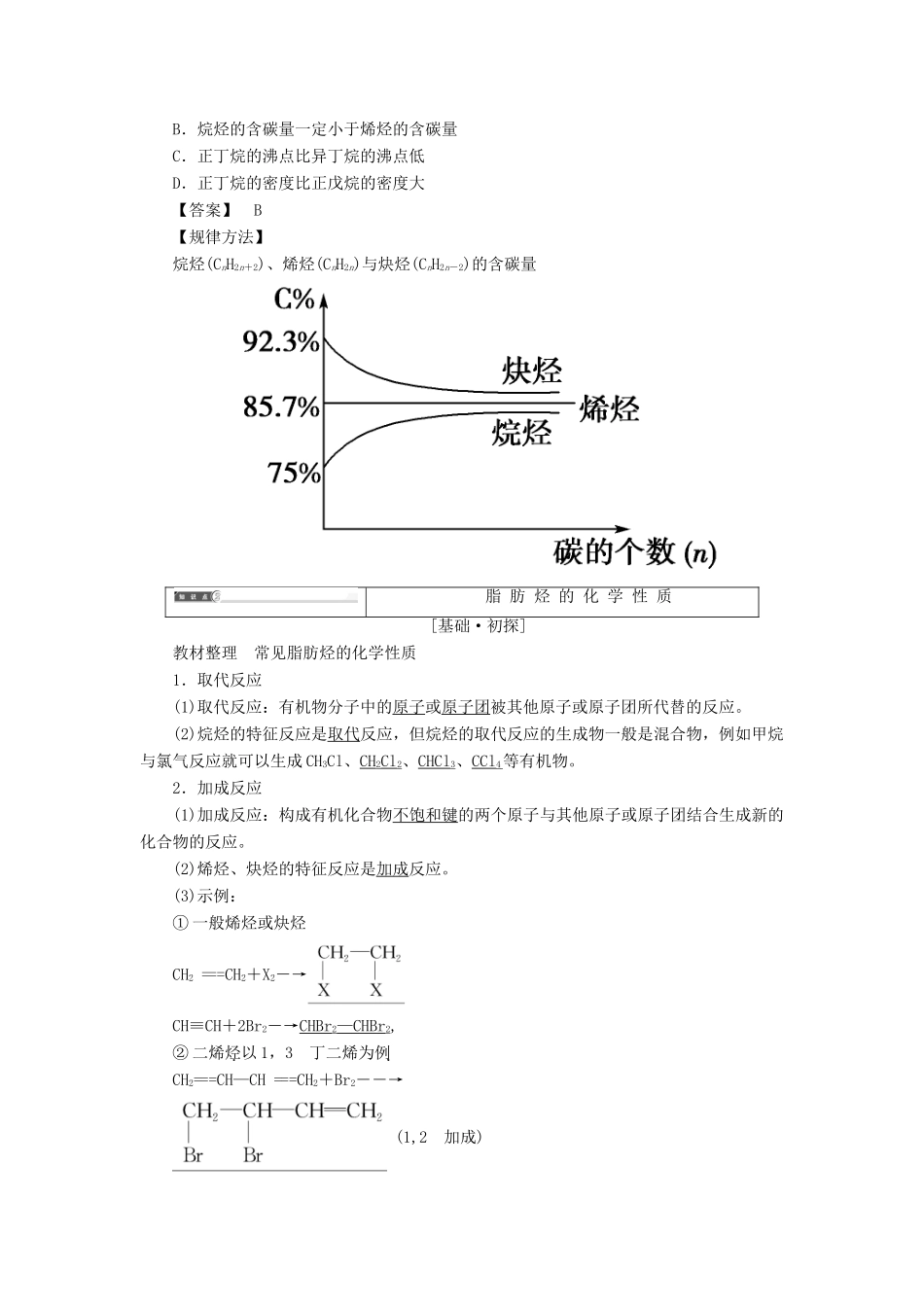 高中化学 专题3 常见的烃 第1单元 脂肪烃（第1课时）脂肪烃的性质学案 苏教版选修5-苏教版高二选修5化学学案_第2页