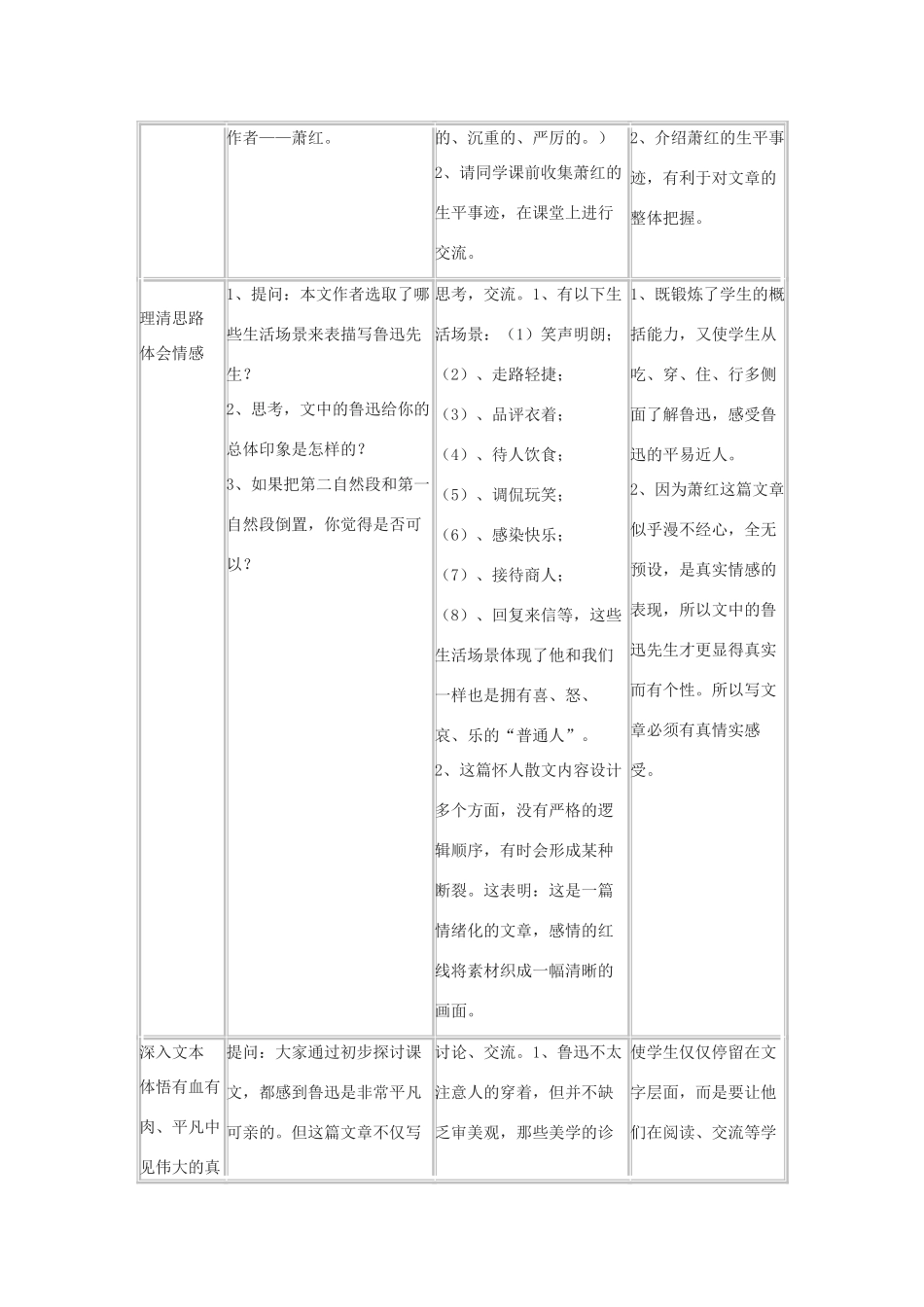 九年级语文上册《回忆鲁迅先生》教案1河大版_第2页