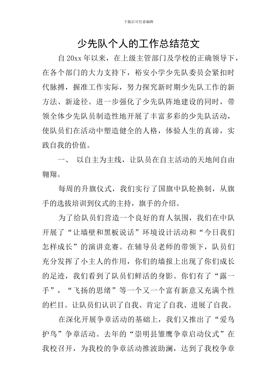少先队个人的工作总结范文_第1页