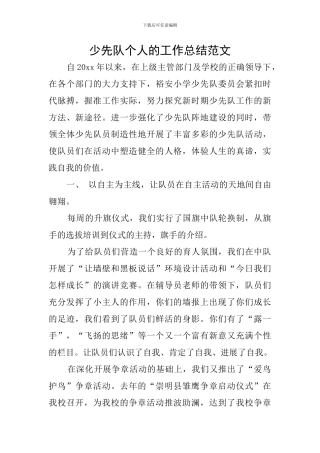 少先队个人的工作总结范文