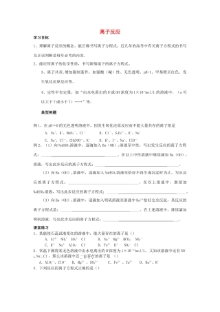 高三化学二轮复习 离子反应学案-人教版高三全册化学学案