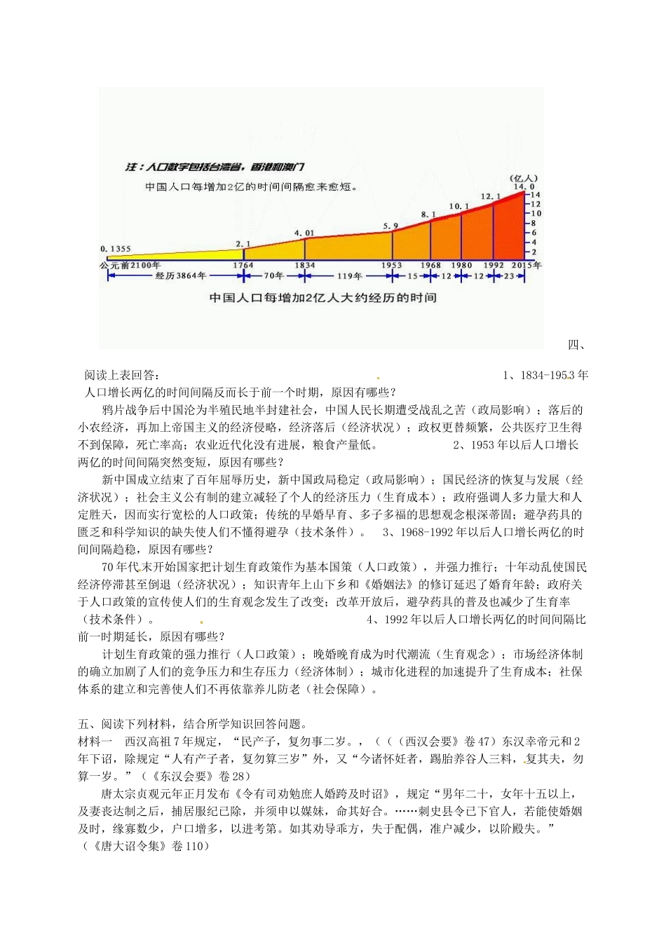 高考历史 人口增长复习学案-人教版高三全册历史学案_第2页