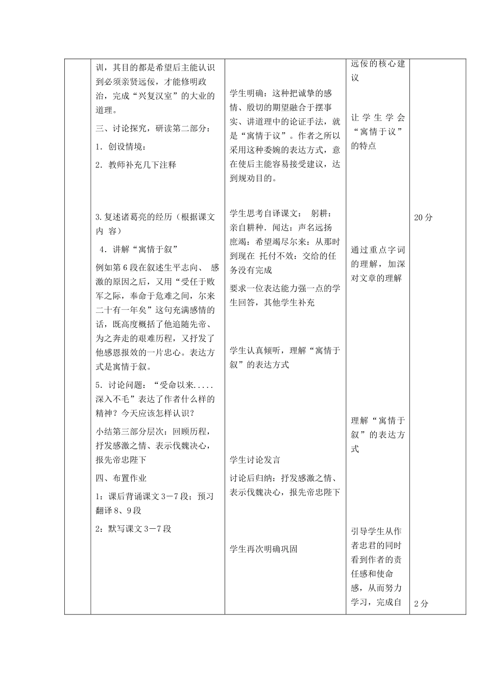北京市顺义区大孙各庄中学九年级语文上册 第24课《出师表》教案2 新人教版_第3页