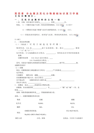 高中化学：第四章《非金属及其化合物》精品复习学案（新人教版必修1）