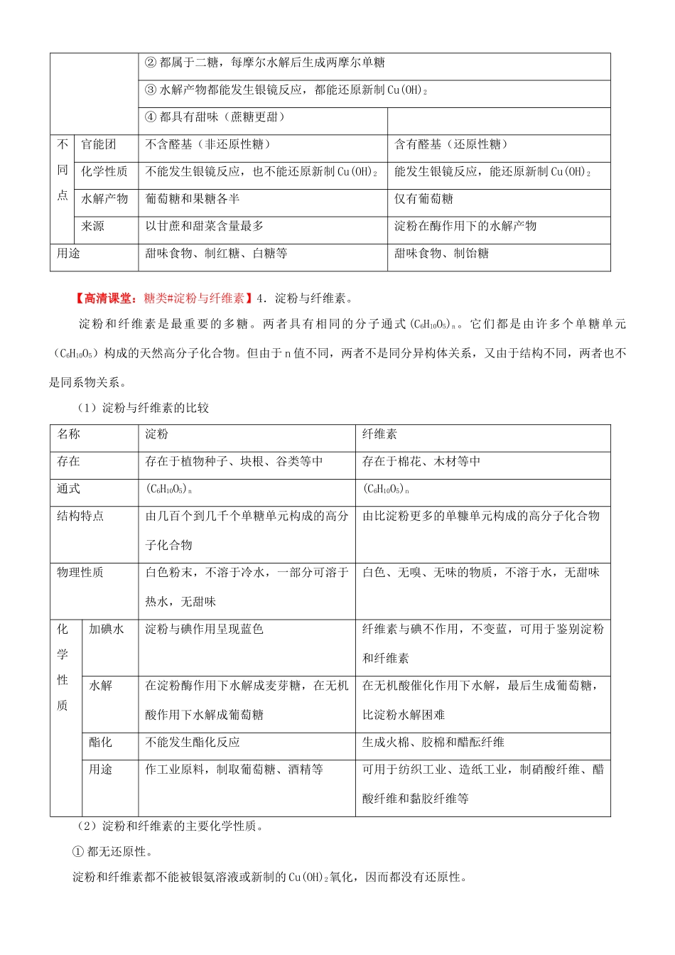 高中化学 糖类（提高）知识讲解学案 新人教版选修5-新人教版高二选修5化学学案_第3页
