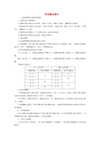 高中化学 第一章 原子结构 元素周期律整合提升学案 鲁科版必修第二册-鲁科版高一第二册化学学案